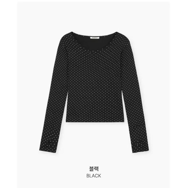 [BUNJANG] Black Polka Dot Long-Sleeve T-Shirt / 도트 긴팔티