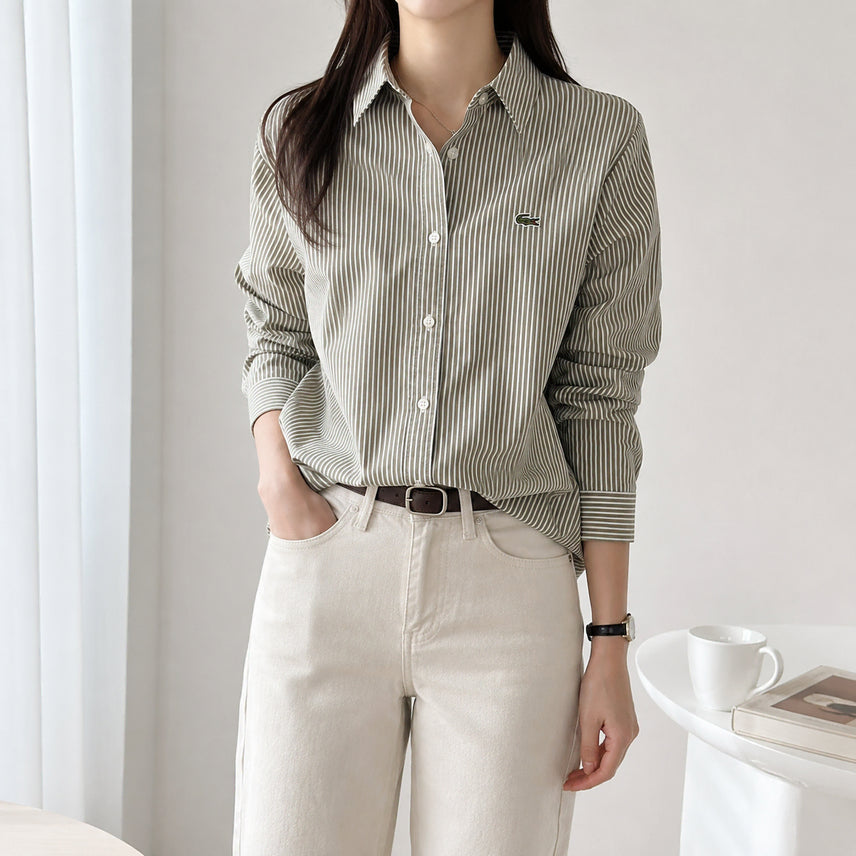 [BUNJANG] Lacoste Slim Fit Striped Shirt / [90]라코스테 슬림핏 스트라이프 셔츠