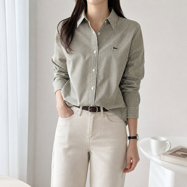 [BUNJANG] Lacoste Slim Fit Striped Shirt / [90]라코스테 슬림핏 스트라이프 셔츠