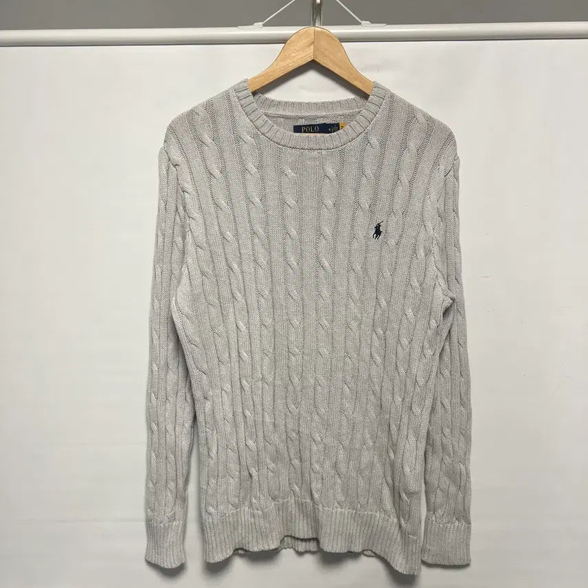 [BUNJANG] Polo Ralph Lauren Grey Men's Knit Sweater M / [QR정품/M] 폴로 랄프로렌 그레이 남성용 니트