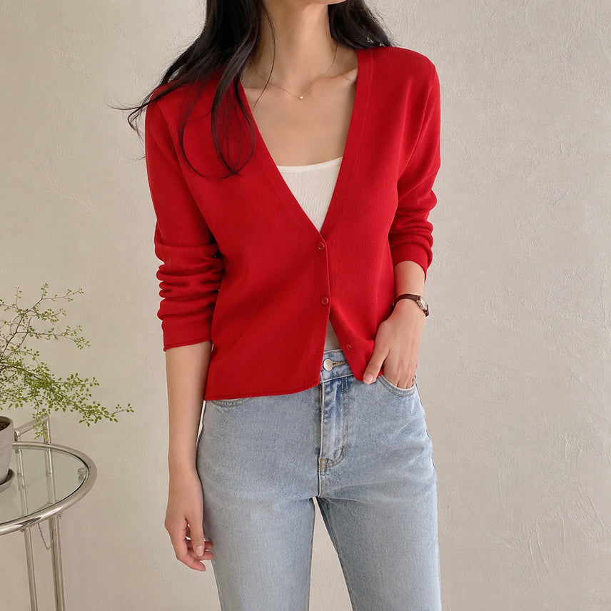 [BUNJANG] MICHAA 100% Wool V-Neck Knit Cardigan / [85]미샤 모100% 브이넥 니트 가디건