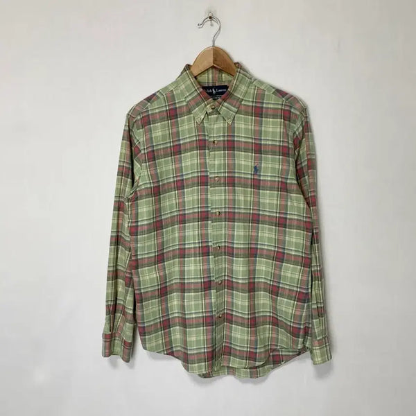 [BUNJANG] Polo Ralph Lauren 00s Custom Fit Plaid Long Sleeve Shirt Men's L / 폴로 랄프로렌 빈티지 00s 커스텀핏 체크남방 긴팔셔츠 남성 L 말차