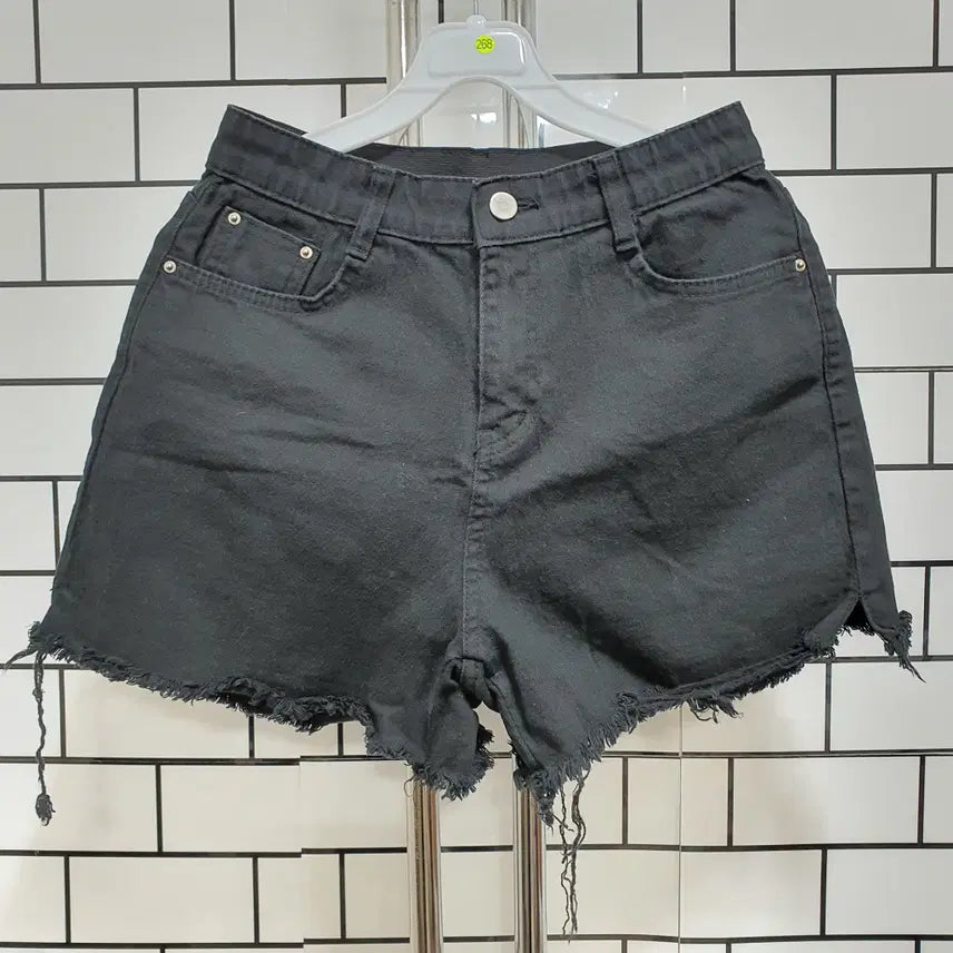 [BUNJANG] Black Spandex Denim Shorts / 형-268 스판 흑청반바지