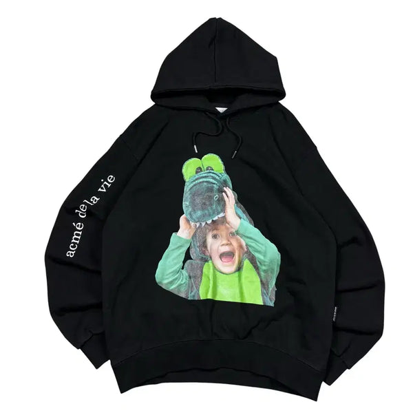 [BUNJANG] Acmedraw Black Hoodie / 아크메드라비 블랙 후드티