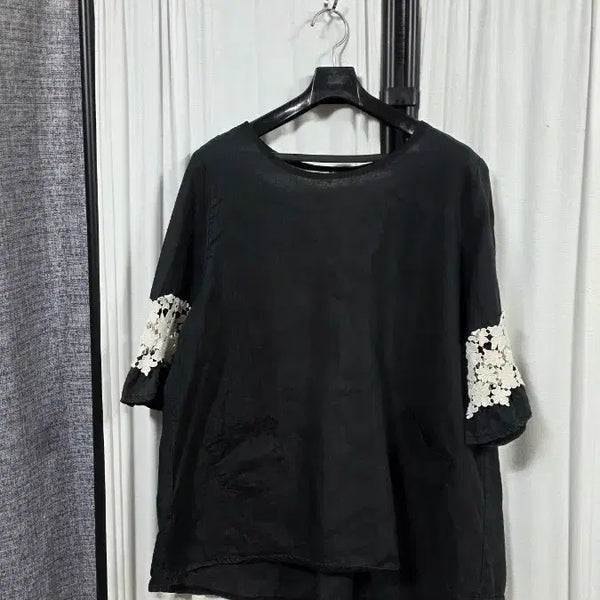 [BUNJANG] Linen Lace Trim Blouse (Free Size) / 예쁜레이스배색린넨블라우스(free)