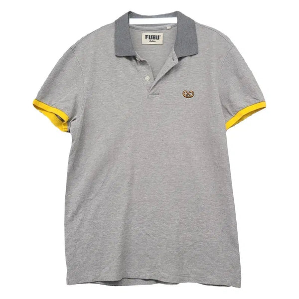 [BUNJANG] Fubu Light Gray Vintage Y2K Logo Short Sleeve Polo T-Shirt M / 푸부 라이트그레이 빈티지 Y2K 로고 반팔 카라티 M