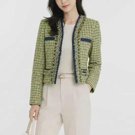 [BUNJANG] LINE Light Green Jacket / 라인 라이트 그린 여자 85-160 자켓 O0935