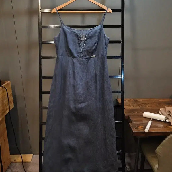 [BUNJANG] GIESSWEIN Austria Linen Slip Maxi Dress Navy / [40] 기스바인 GIESSWEIN 오스트리아생산 네이비 린넨 슬립 롱원피스 5.9