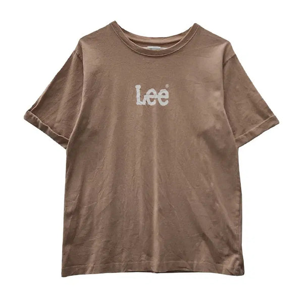 [BUNJANG] LEE Vintage Old School Center Logo Short Sleeve T-shirt L / LEE 빈티지 올드스쿨 리 센터로고 카멜 브라운 반팔 티 L