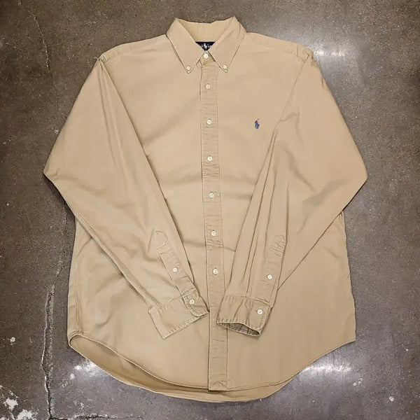 [BUNJANG] Polo Ralph Lauren Vintage Oversized Beige Shirt / 미국 빈티지 폴로 랄프로렌 오버핏 베이지 셔츠