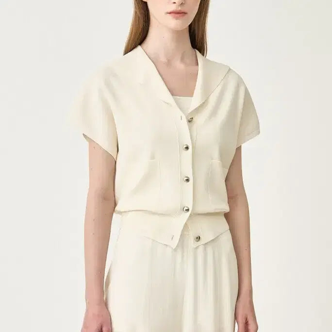 [BUNJANG] The Cashmere 25SS Button-Up Knit Cardigan Size 85 / 더캐시미어25년새상품 프론트 칼라 버튼 업 니트 가디건85