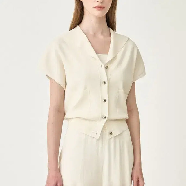 [BUNJANG] The Cashmere 25SS Button-Up Knit Cardigan Size 85 / 더캐시미어25년새상품 프론트 칼라 버튼 업 니트 가디건85