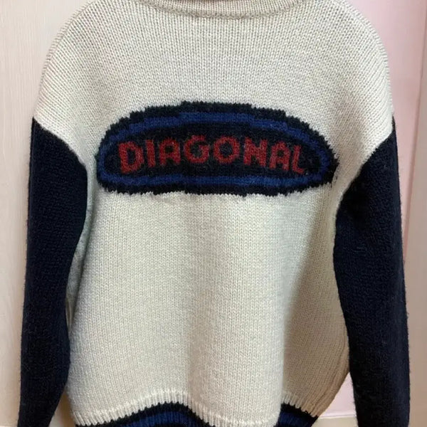 [BUNJANG] Diagonal Knit Zip-Up Jacket / 다이애그널 니트 집업
