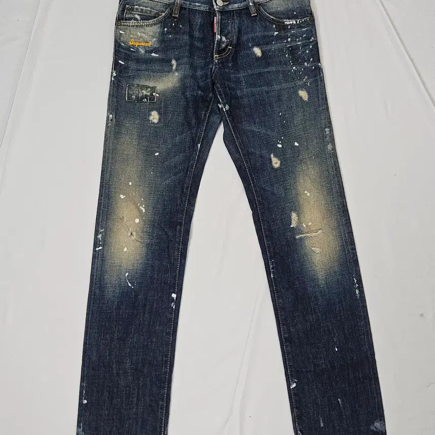 [BUNJANG] DSQUARED2 Paint Splatter Washed Denim Jeans / 디스퀘어드2 페인트 스플래터 데님팬츠 워싱 진 청바지 데미지 정품 46