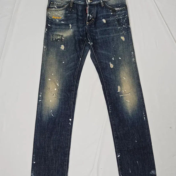[BUNJANG] DSQUARED2 Paint Splatter Washed Denim Jeans / 디스퀘어드2 페인트 스플래터 데님팬츠 워싱 진 청바지 데미지 정품 46