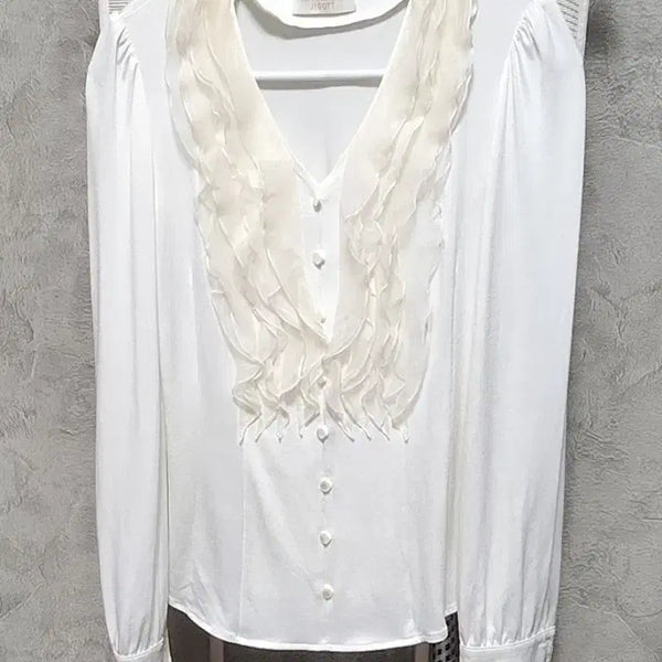 [BUNJANG] Jigott Frill Blouse - White / 지고트 프릴 블라우스티 화이트