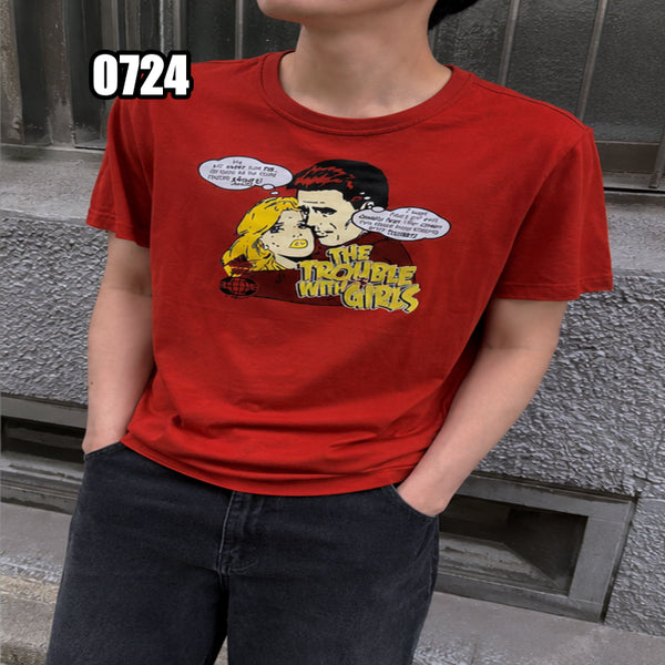 [BUNJANG] Adidas Vintage Pop Art Cartoon Graphic Short Sleeve T-Shirt / M 아디다스 빈티지 팝아트 만화 그래픽 반팔 티셔츠