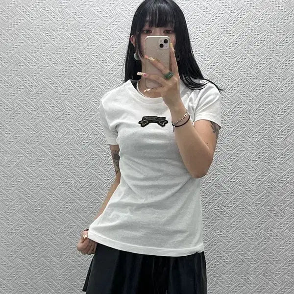 [BUNJANG] Gianni Valentino Vintage Kitsch Logo Slim Fit Short Sleeve T-Shirt M / 지아니 발렌티노 빈티지 키치로고 슬림핏 반팔티 M C13984