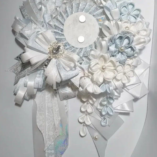 [BUNJANG] Sky Blue & White Rosette with Ribbon Ita Bag Keychain / 하늘색&화이트 로제트 + 리본 이타백 키링