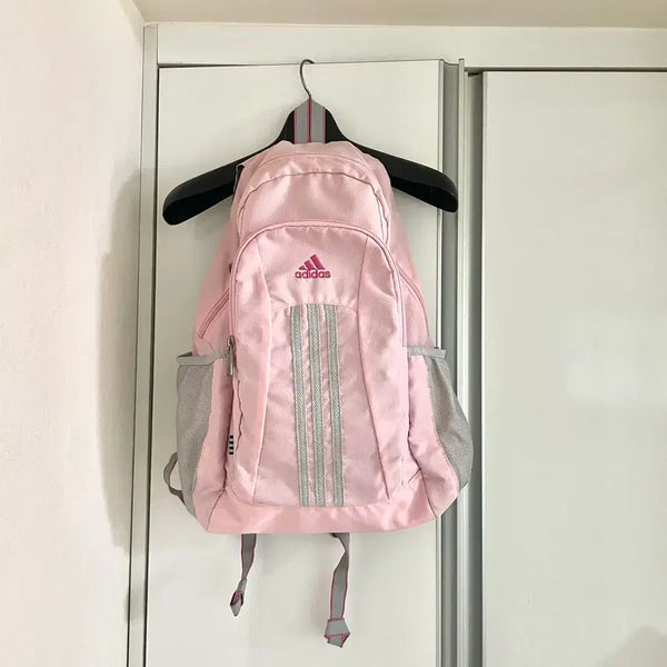 [BUNJANG] Adidas Dusty Rose & Gray Y2K Mori Girl Backpack / 아디다스 연핑크 회색 y2k 백팩 모리걸 하구미 빈티지 백팩