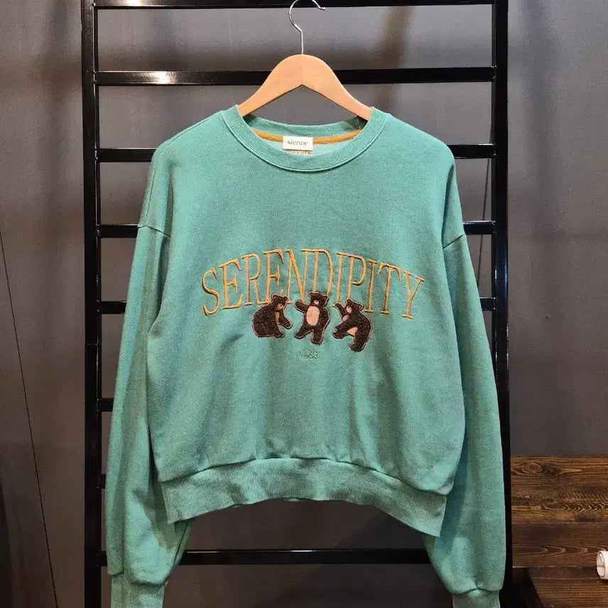 [BUNJANG] Sienne Serendipity Bear Embroidery Oversized Sweatshirt Mint / [XL] 시엔느 sienne 세렌디피티 곰 자수 오버핏 맨투맨 민트 2.9