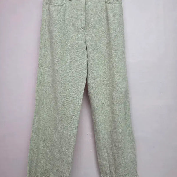 [BUNJANG] Massimo Dutti Women's Linen Wide Leg Pants Beige Fringe Detail Size 36 / Massimo Dutti 마시모두띠 여성 린넨 와이드 팬츠 36