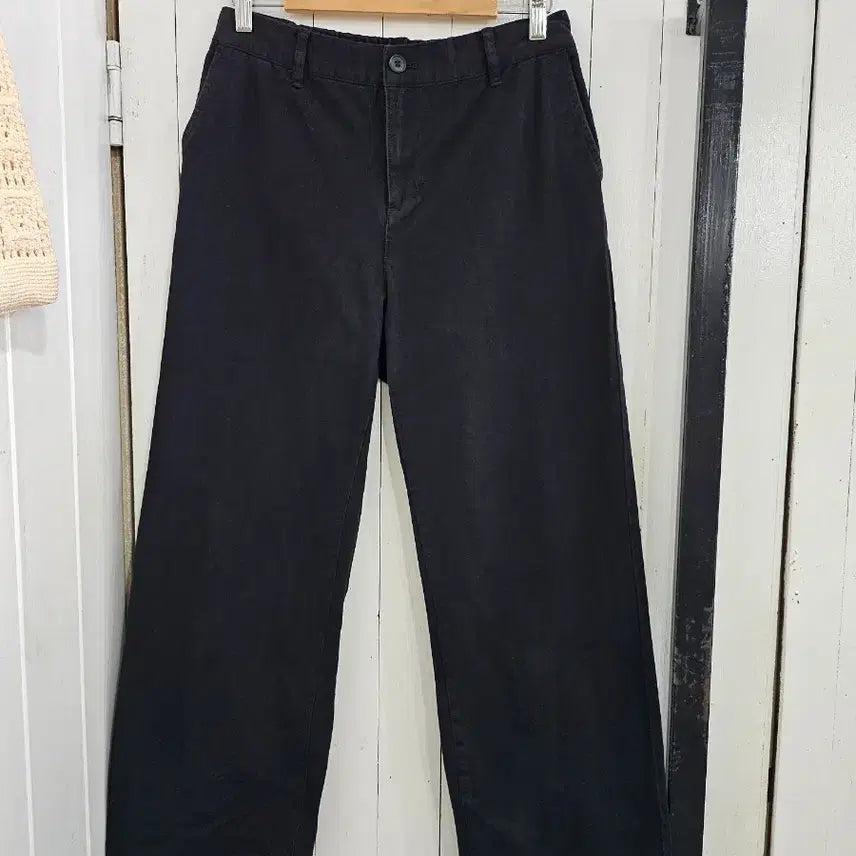 [BUNJANG] Women's Black Semi-Wide Fit Banding Pants (Size L) / 여성 밴딩 팬츠 L 블랙 허리밴딩 세미와이드핏 심플 바지