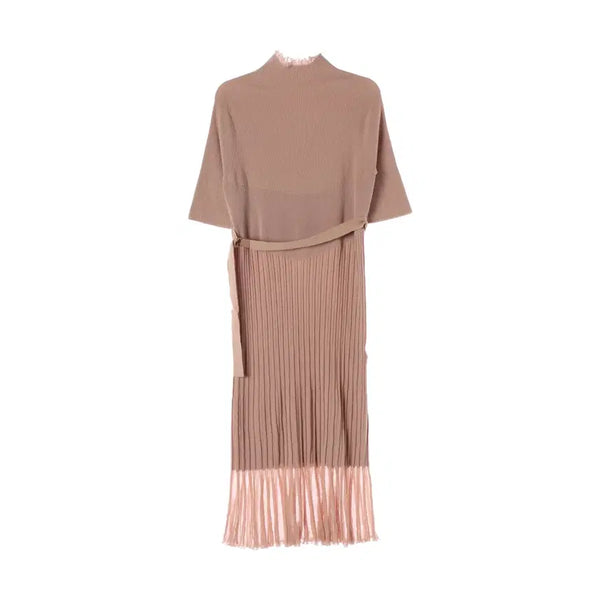 [BUNJANG] SYSTEM 22FW Wool Blend Ribbed Belted High Neck Long Dress / 시스템 22FW 울 블렌드 골지 벨티드 하이넥 롱 원피스