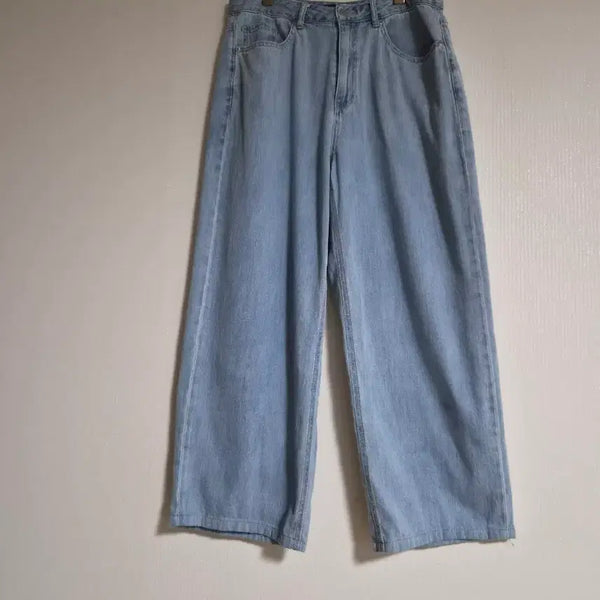 [BUNJANG] Musinsa Standard 2024 Light Wash Distressed Denim Wide Pants / 무신사스텐다드2024헤지데님 와이드팬츠31