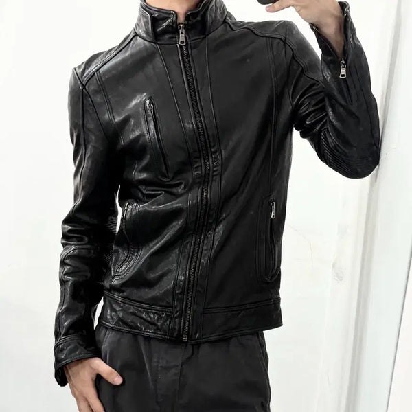 [BUNJANG] Italian Lambskin Biker Jacket / 이태리제 양가죽 바이커 자켓