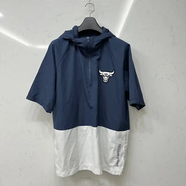 [BUNJANG] NBA Chicago Bulls Half-Zip Short Sleeve Windbreaker Anorak XL / NBA 시카고불스 반집업 반팔 바람막이 아노락 XL 105