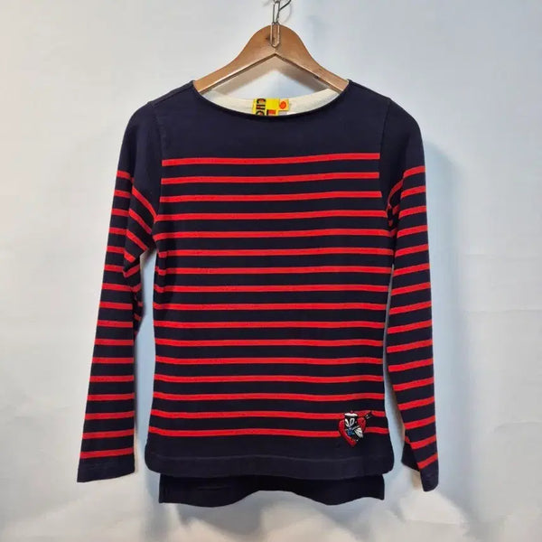 [BUNJANG] LUCKY CHOUETTE Navy Red Stripe Long Sleeve T-Shirt Size S / 럭키슈에뜨 네이비 레드 스트라이프 티셔츠 S사이즈