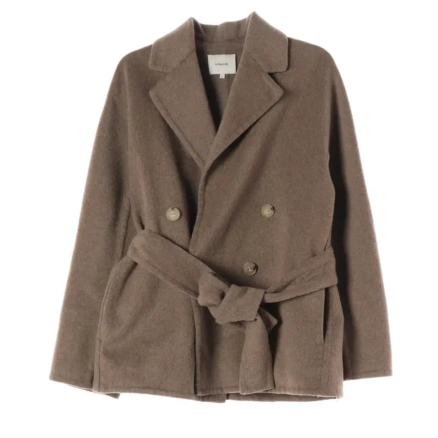 [BUNJANG] Vince Oversized Wool Handmade Double Belted Short Coat Jacket / 빈스 오버핏 울 핸드메이드 더블 벨티드 숏 코트 재킷