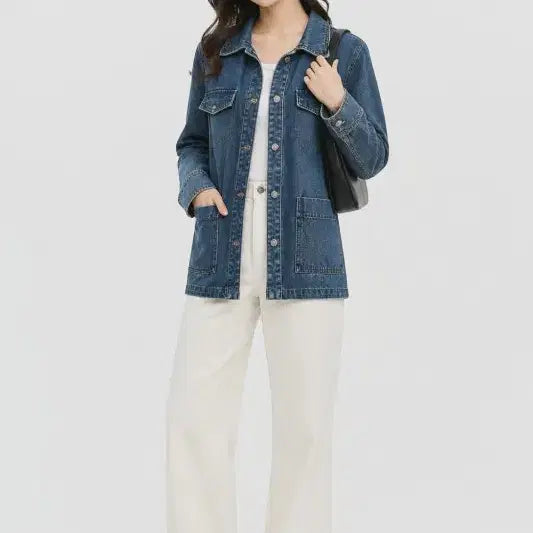 [BUNJANG] Briel Navy Women's Denim Jacket / 브리엘 네이비 여자 85-160 데님 자켓 O0950