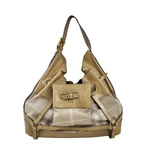 [BUNJANG] Burberry Vintage Check Leather Drawstring Hobo Bag / 정품 버버리 빈티지 체크 가죽 드로우스트링 호보백