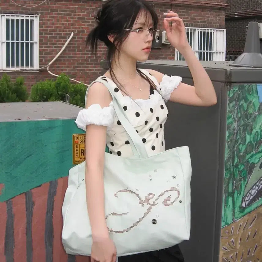[BUNJANG] Yeomim Pixel Tote Bag - Mint / 여밈 pixel bag mint