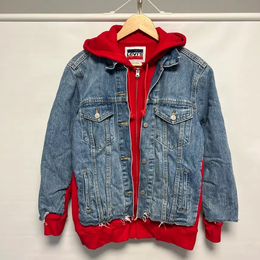 [BUNJANG] Levi's Premium Layered Hooded Trucker Denim Jacket - Size S / [정품/S] 리바이스 프리미엄 레이어드 후드 트러커 데님 청자켓