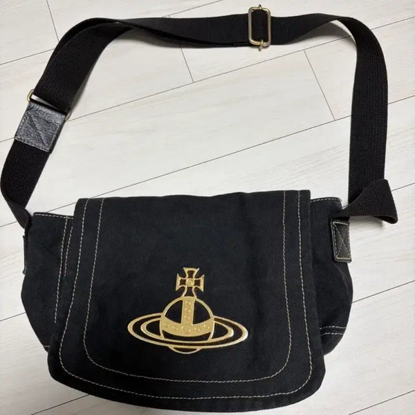 [BUNJANG] Vivienne Westwood ORB Shoulder Bag Black Canvas / 비비안웨스트우드 오알비 숄더백 블랙