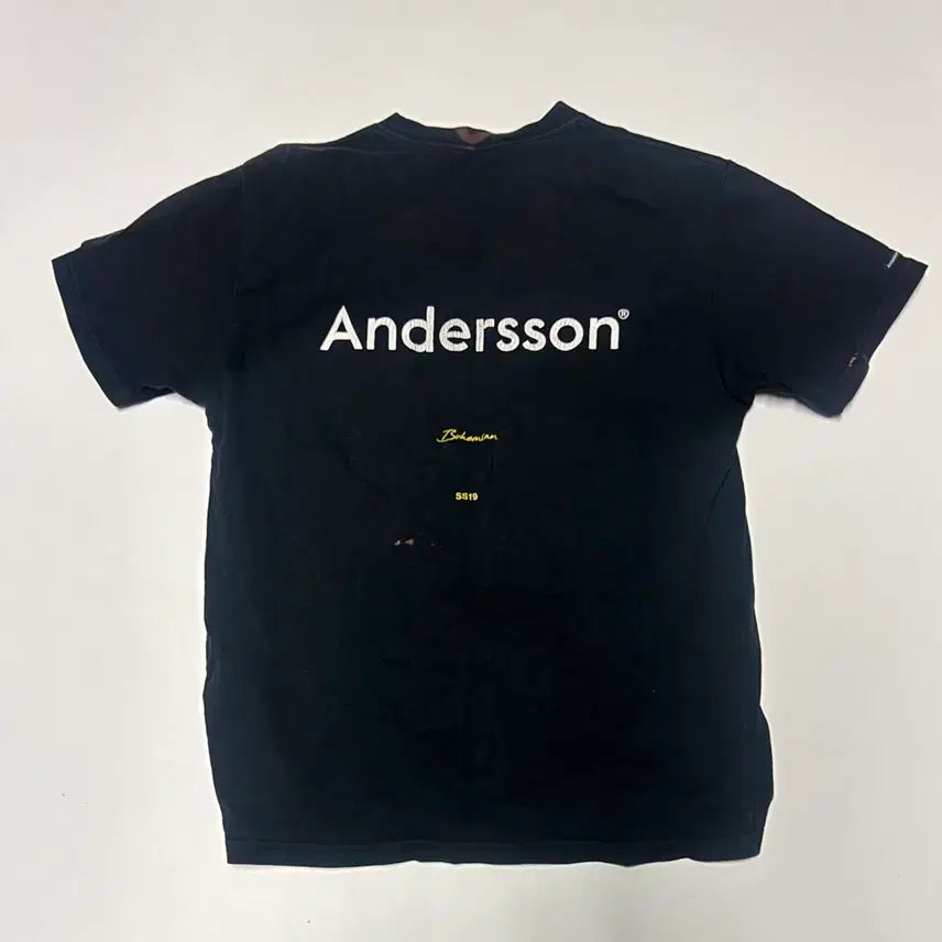[BUNJANG] Andersson Bell Black Oversized Cotton T-Shirt / 정품 앤더슨벨 백 프린팅 오버핏 반팔 티셔츠 S 블랙