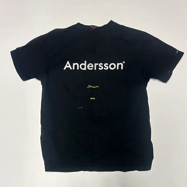 [BUNJANG] Andersson Bell Black Oversized Cotton T-Shirt / 정품 앤더슨벨 백 프린팅 오버핏 반팔 티셔츠 S 블랙