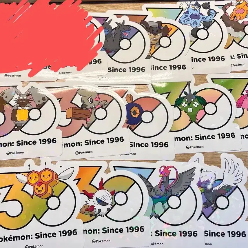 [BUNJANG] Pokemon 30th Anniversary Logo Stickers - Various Pokemon / 판/교포켓몬 30주년 로고 스티커 개굴닌자,개굴반장,디헤드,테라키온,볼트로스,랜드로스,파르토,으릿차,단굴,도롱마담(초목,슈레),세꿀버리,활화르바,켄호로우(수컷),히스이워글