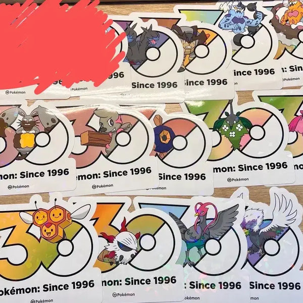 [BUNJANG] Pokemon 30th Anniversary Logo Stickers - Various Pokemon / 판/교포켓몬 30주년 로고 스티커 개굴닌자,개굴반장,디헤드,테라키온,볼트로스,랜드로스,파르토,으릿차,단굴,도롱마담(초목,슈레),세꿀버리,활화르바,켄호로우(수컷),히스이워글