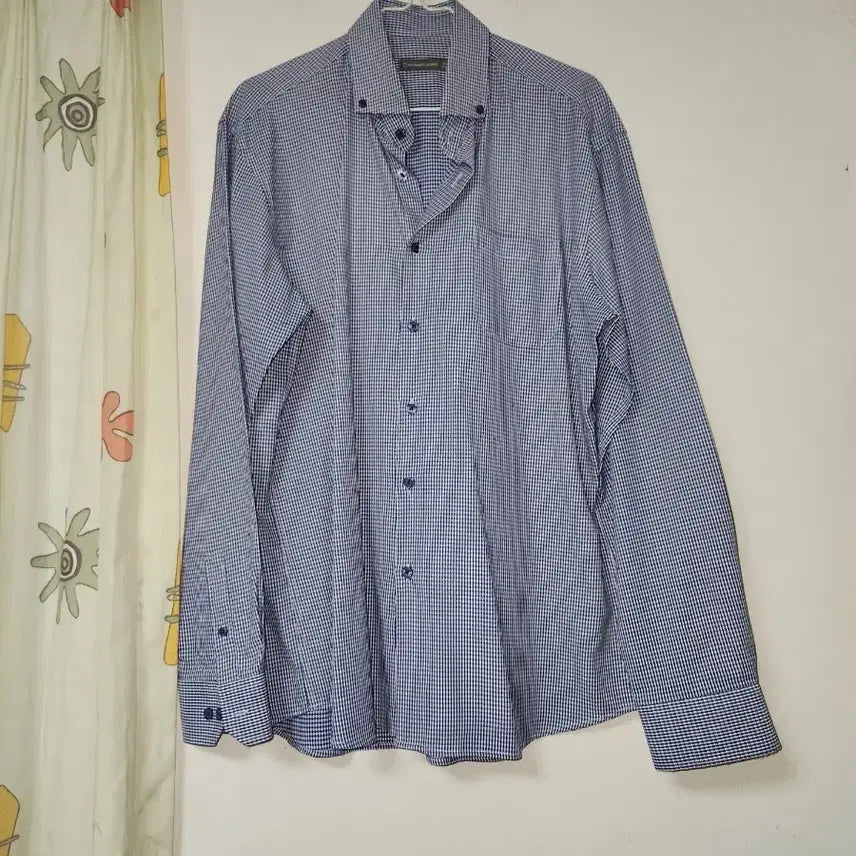 [BUNJANG] Men's Big Size Checkered Shirt Navy 110 / 빅사이즈 체크 남방 셔츠 110