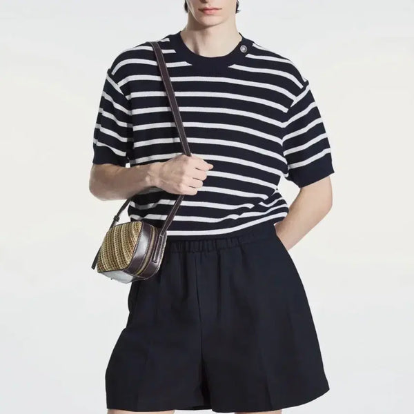 [BUNJANG] TNGT Striped Button Knit Navy / TNGT 스트라이프 니트 Striped Button Knit (Navy)