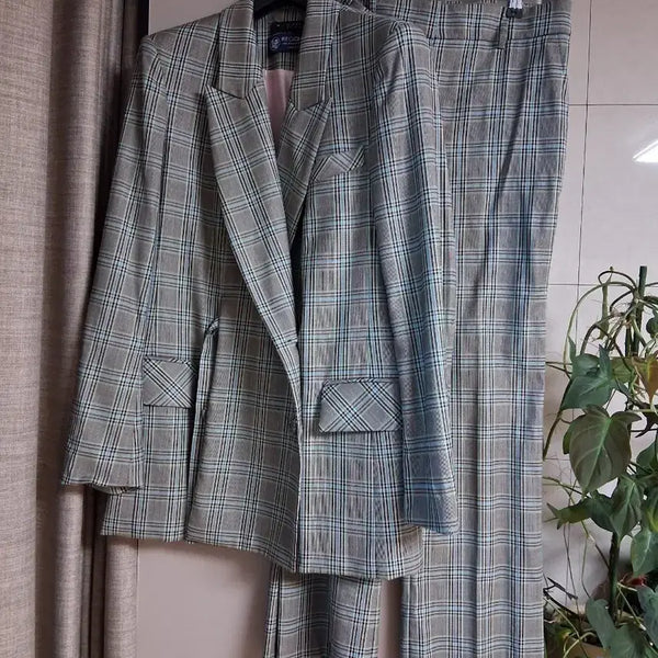 [BUNJANG] MICHAA Check Pattern Suit Set / 미샤 체크패턴 바지정장세트