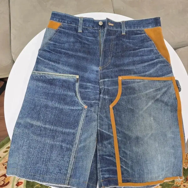 [BUNJANG] Andersson Bell Unisex Denim Trompe L'oeil Double Knee Shorts / 앤더슨벨 데님 트롱프뢰유 더블 니 쇼츠