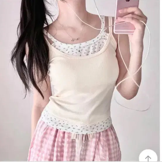 [BUNJANG] Toxoda Layered Integrated Flower Camisole / [새상품]톡소다 레이어드 일체형 플라워 나시