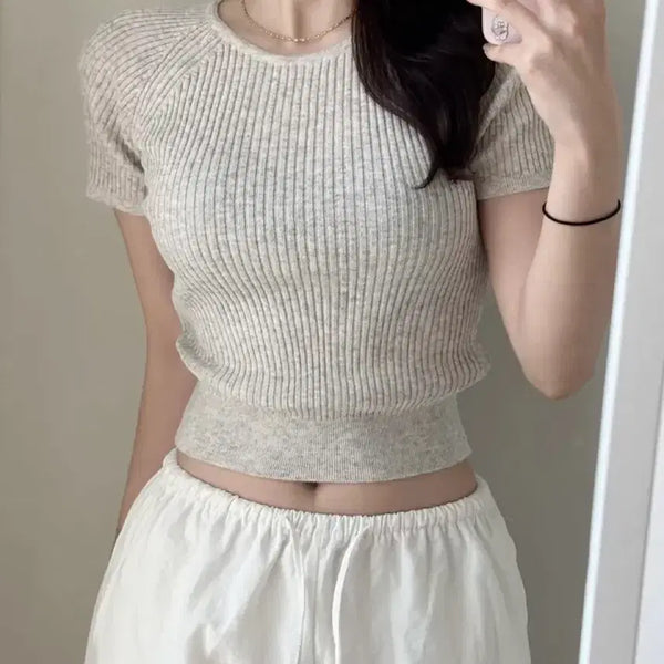 [BUNJANG] Young & Rich Oatmeal Bamboo Knit Top / 오트밀 뱀부 니트 nt 영앤리치