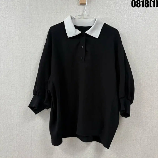 [BUNJANG] Studio Luxe Black & White Collar Shirt / Studio luxe 블랙 화이트 카라 셔츠 88
