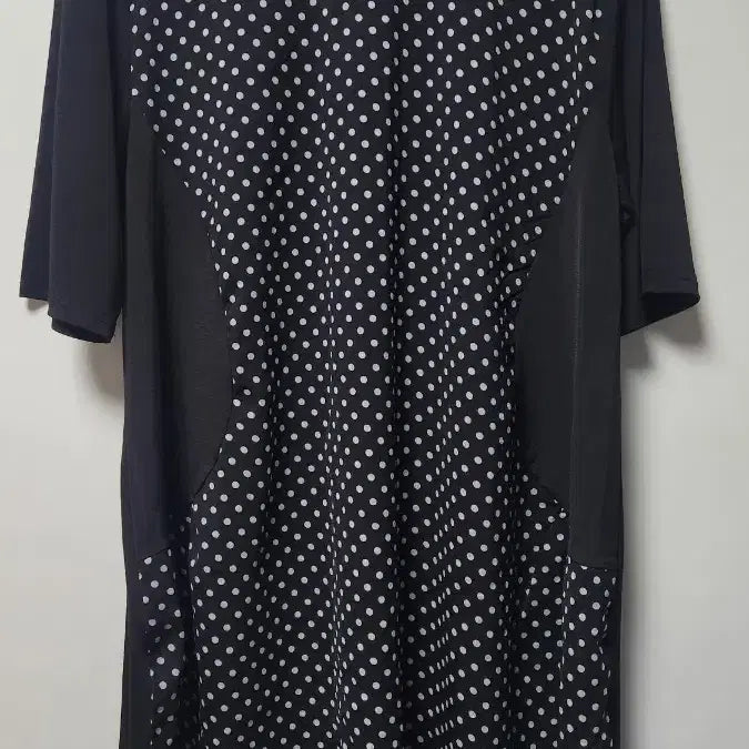 [BUNJANG] Black Dot Contrast Dress (New) / 블랙 도트 배색 원피스(새상품) 77-88싸이즈